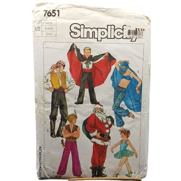 Simplicity 7651 Vintage Costume Sewing Pattern Adult L 40-42 - Picture 1 of 2